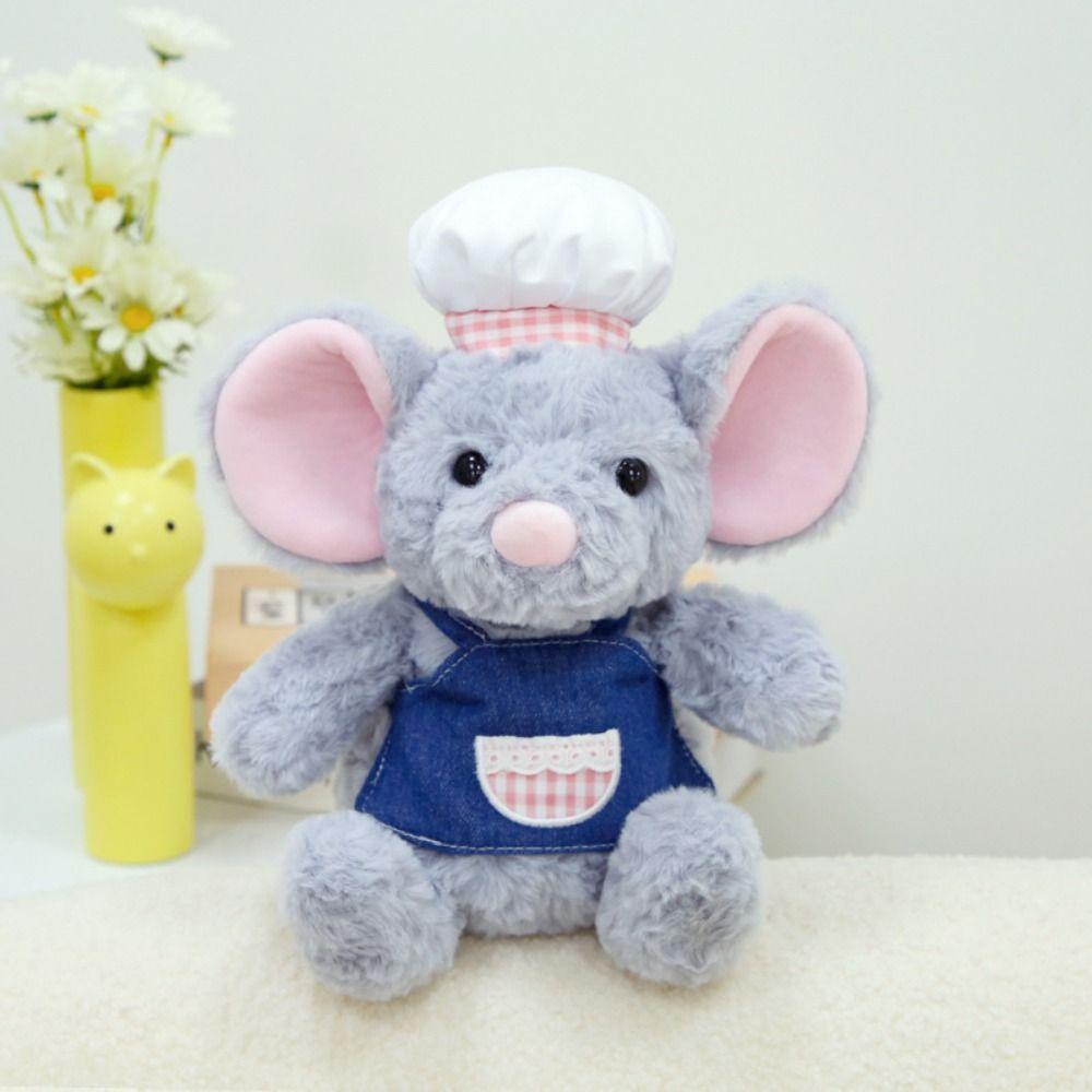 Fluffy Mouse Plush Toy Soft Mouse Chef Stuffed Dolls Chef Shaped Mouse Plush Doll Home Decor