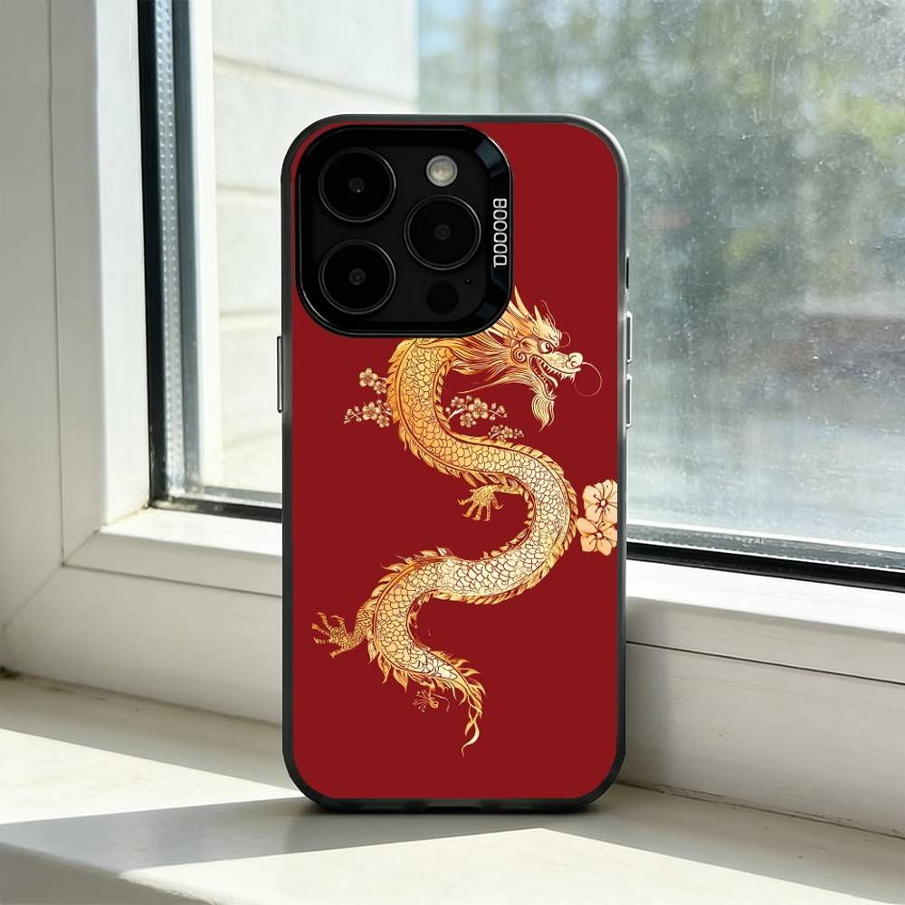 

Cartoon D-Dragon Phone Case For iPhone 17,16,15,14,13,12,11 Plus,Pro Max,XS,Colored Silver Plated Inside Cover iPhone16e
