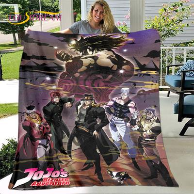 Jojo's Bizarre Adventure Anime Měkká Plyšová Deka, Flanelová Přehozová Deka do Obývacího Pokoje Ložnice Postel Pohovka Piknikový Potah
