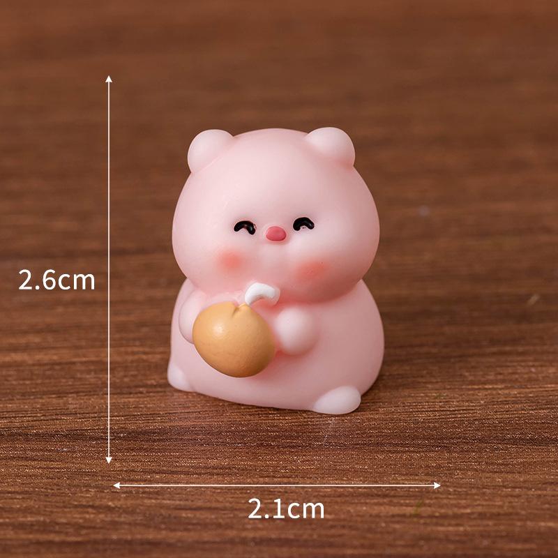 Mini Summer Pink Piggy Figurine Cartoon Pig Micro Landscape Ornament Dollhouse Model Car Interior Home Desktop Decoration
