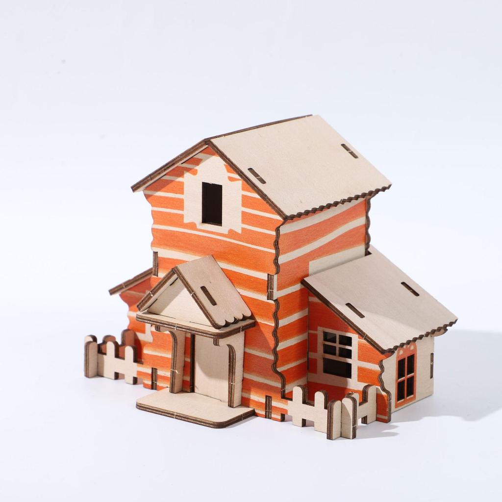 3D Wooden Puzzle Villa: DIY Small House Model for Boys and Girls