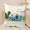 Happy Camping Rv Camper Car Cushion Cover Silky Short Plush Invisible Zipper Dustproof Sofa Pillow Case For Home Decor