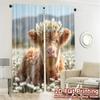 2pcs, 2D FLAT PRINTING Curtains (Without Rod) Daisy Calf Popular Fashionable Curtains Versatile Polyester Fabric Curtains Art