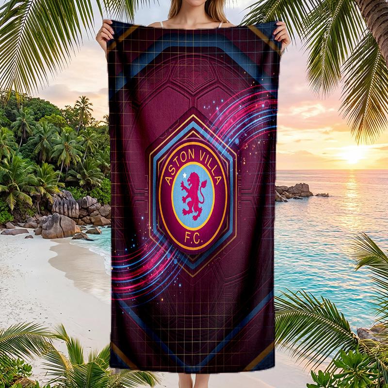 Aston Villa Football Beach Towel Soft Microfiber Summer Towel Quick Dry Absorbent Towel for Beach Swimming Pool Travel