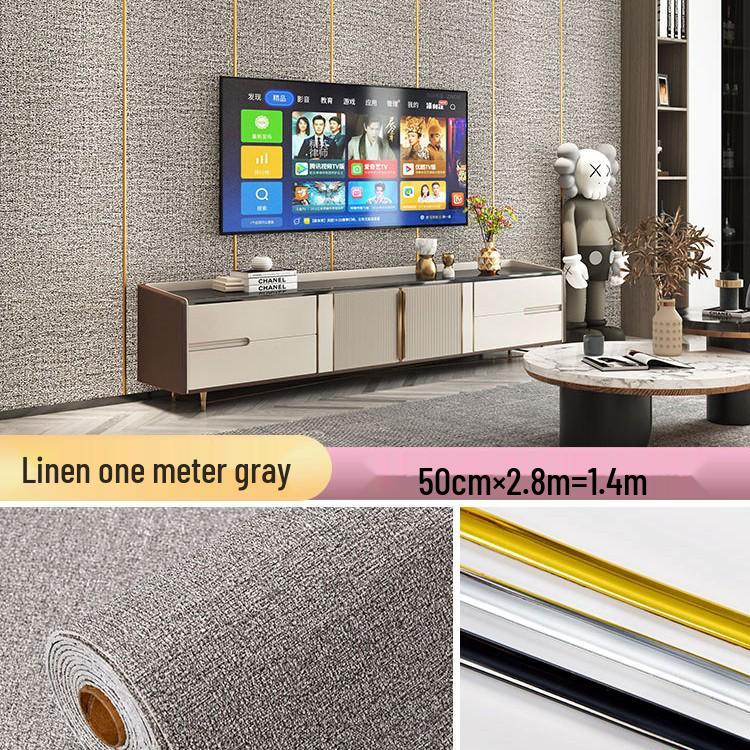 Self-Adhesive 3D Linen Wallpaper: Antibacterial, Waterproof, Mildew-Proof Wall Sticker for Bedroom Renovation