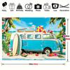 Summer Beach Party Background Banner - Tropical Hawaiian Themed Polyester Photo Background with Vintage Blue Van