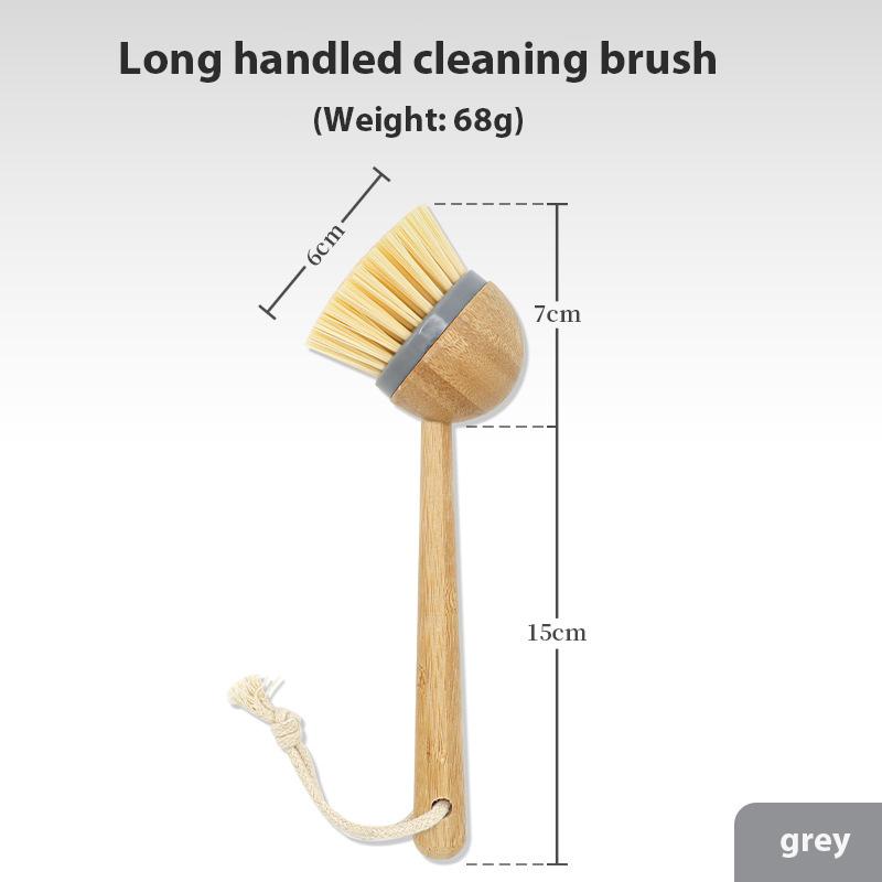 

Щетка для мытья кастрюль на открытом воздухе, многофункциональная, бамбуковая, деревянная, длинная ручка, кухонная, антипригарная, щетка для мытья посуды