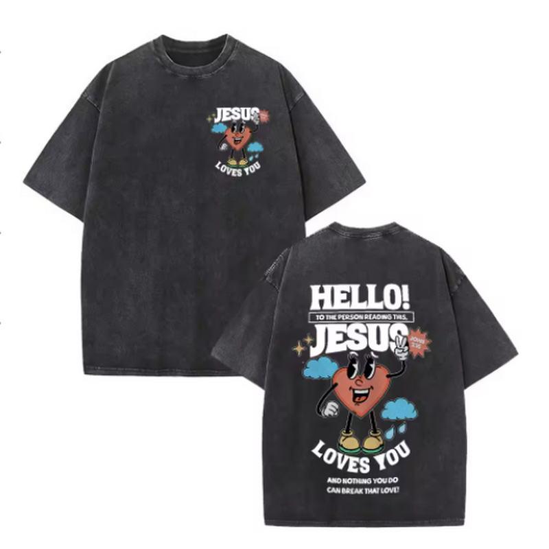Christian Jesus Faith Over Fear Bible Verse Washed T-shirts Men Women Fashion Vintage Oversized T Shirts Harajuku Cotton T-shirt