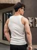 Men's 2025 Summer Ribbed Tank Top - Solid Color, Breathable, Casual Sports Vest for Running and Fitness