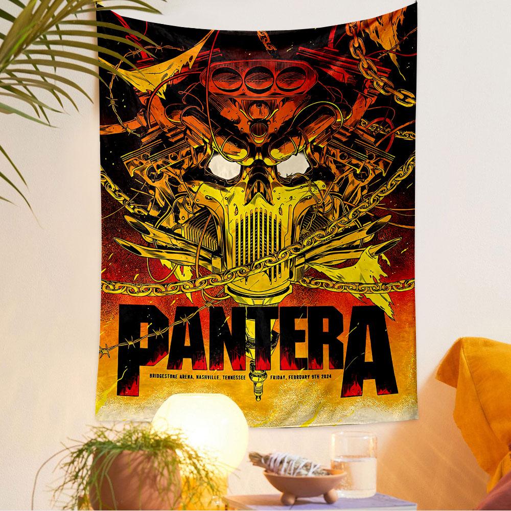 Pantera Band Tapestry Wall Hanging, Heavy Metal Logo Poster Art, Rock Wall Decor for Bedroom Living Room Dorm