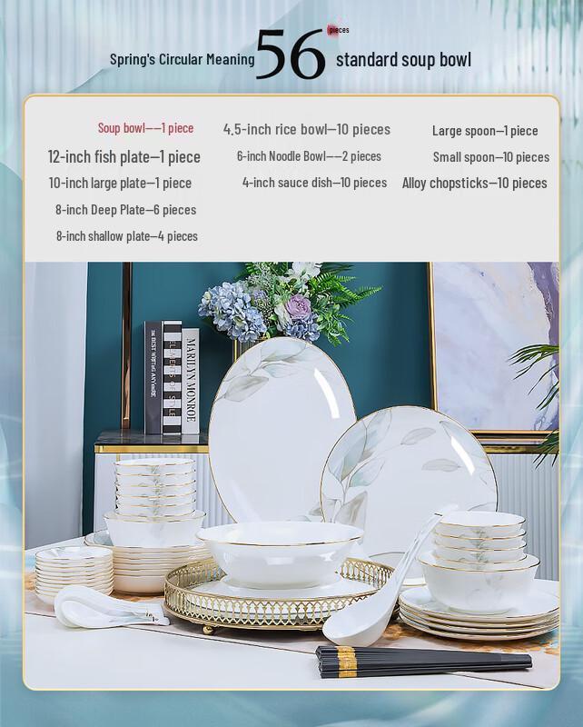 Naijiang 2024 Jingdezhen Chinese Ceramic Dinnerware Set