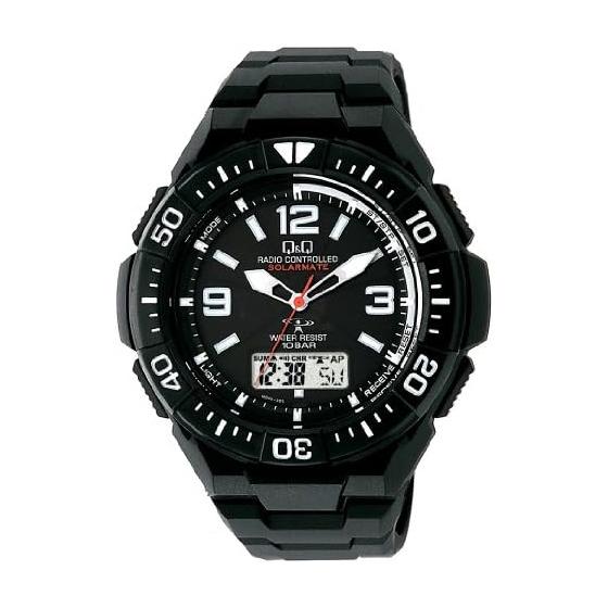 [Citizen QQ] 10ATM Water Resistant Radio-controlled Solar Watch (Black/Radio-controlled Watch) No Battery Replacement Required, Lightweight,