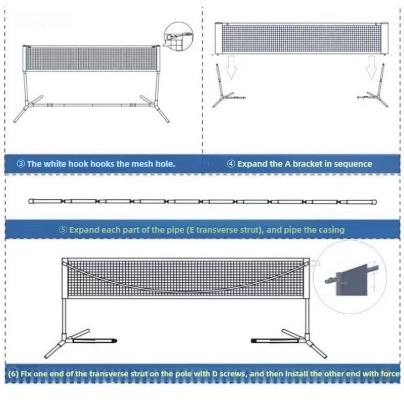 Foldable Height Adjustable Badminton Net Set Equipment Outdoor Portable Garden Beach Sports Tennis Practice Net Frame