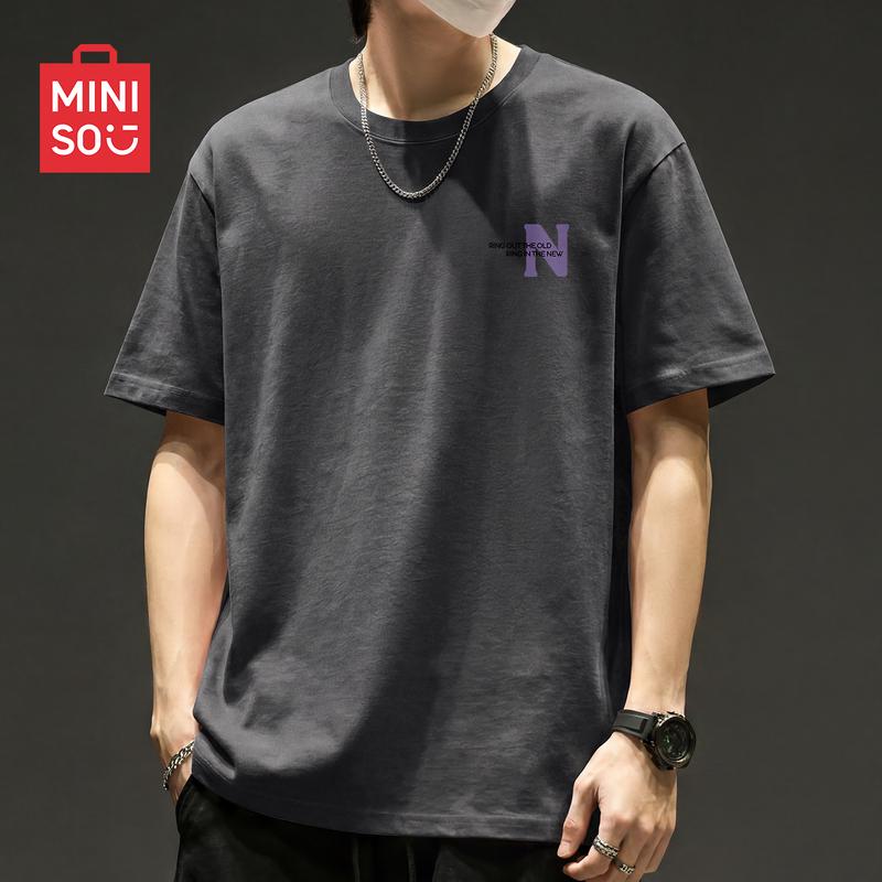 MINISO Men's Pure Cotton Loose-Fit Round-Neck T-Shirt