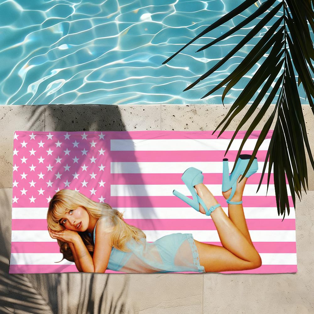 Singer S-Sabrina C-Carpenter Handtuch Schnelltrocknend Saugfähig Strandhandtuch für Sport, Fitness, Schwimmen und Outdoor-Aktivitäten