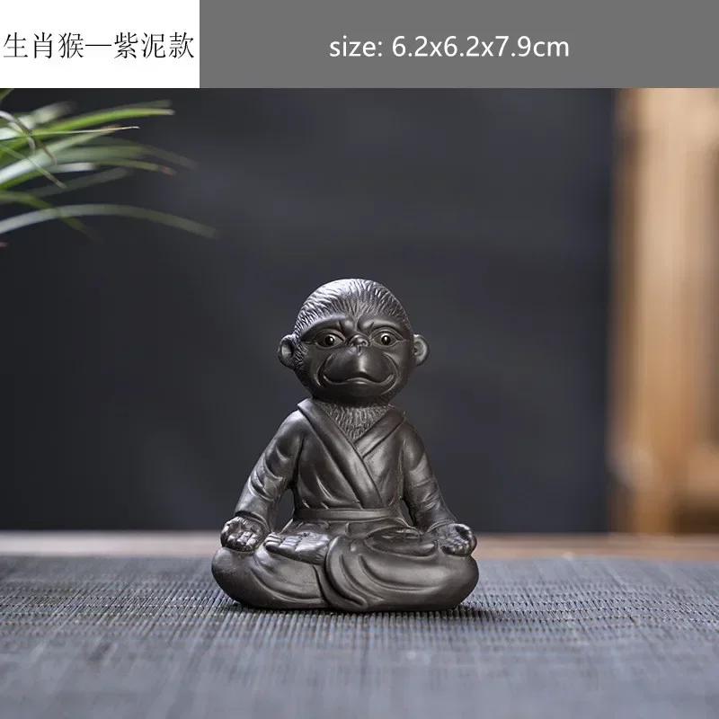 Creative Purple Sand 12 Zodiac Animal Decoration Chinese Handmade Tea Pet Lovely Feng Shui Tea Accessories Desktop Ornaments