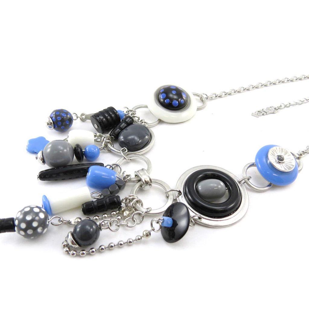 NOA [J3193] - Designer Necklace 'Pimprenelle' Blue Gray