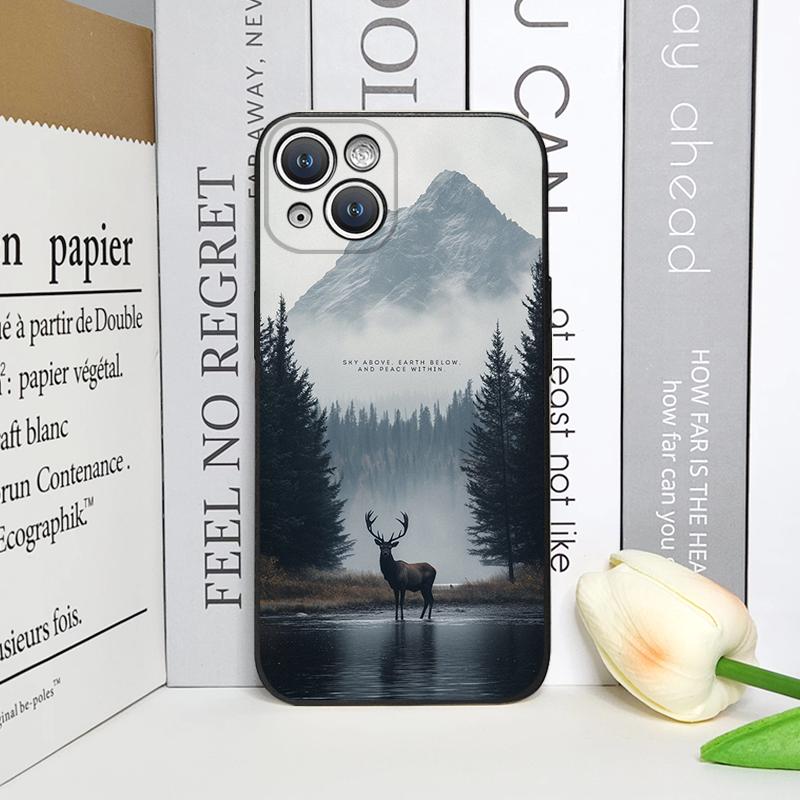 Vintage lesní krajina Sněžná hora Scenérie Pouzdro na telefon pro iPhone 17 16 12 11 14 Plus 13 15 ProMax 13 Mini X XS XR Měkký kryt