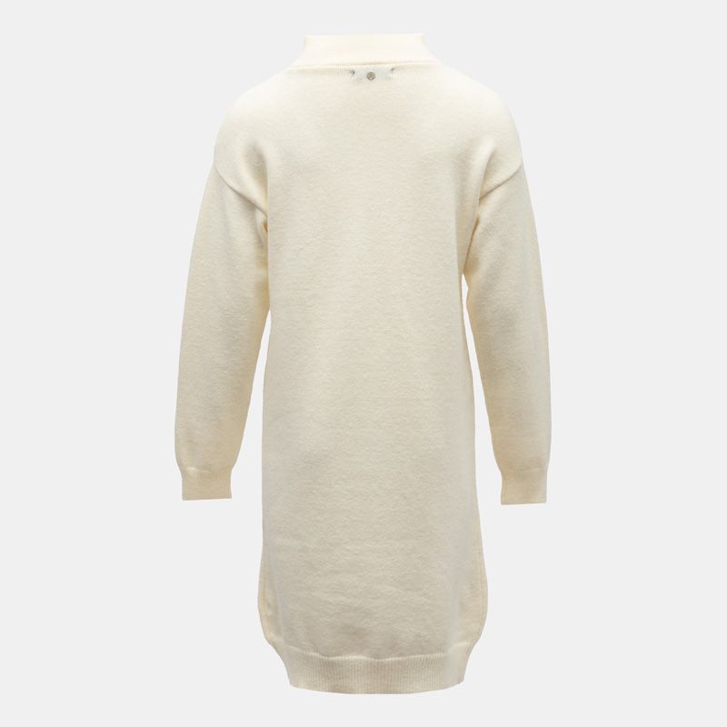 Hania Cream Sweater Dress with Buttoned High Neck Woman DEELUXE 74