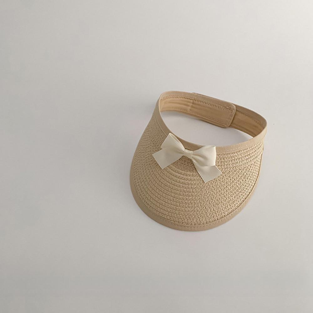 Empty Top Bow Straw Hat Korean Visor Cap Fashion Baby Straw Caps  5-36 Months
