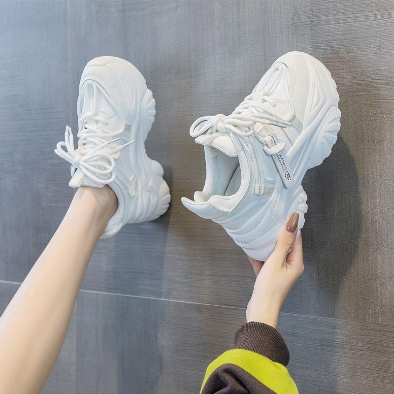 Fashion Women's Platform Chunky Sneakers Woman Fashion Sports Shoes Pink White Sport Sneaker Tennis Female Elegant Lace-up Zapatillas