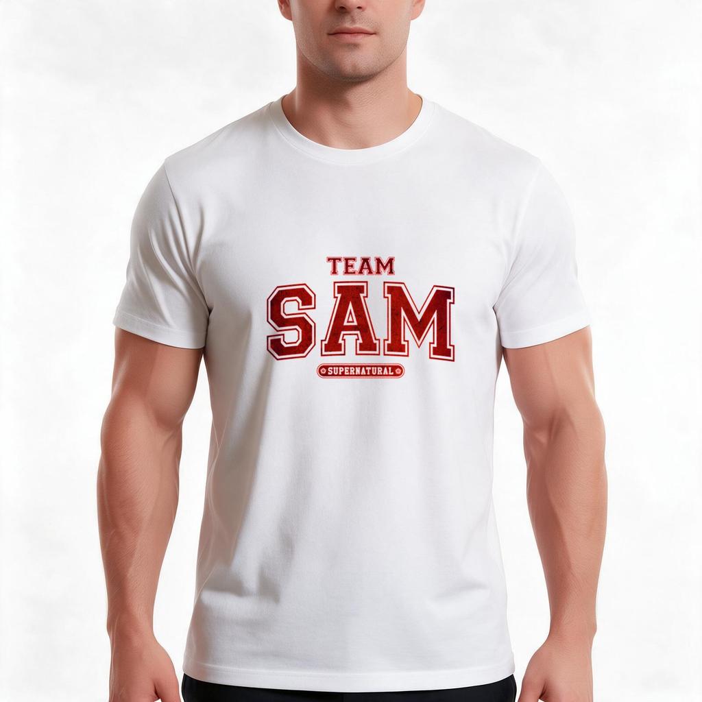 Team Sam Winchester Supernatural Tshirt Summer Casual Cotton Tee Oversized Streetwear Tops Vintage Graphic Print