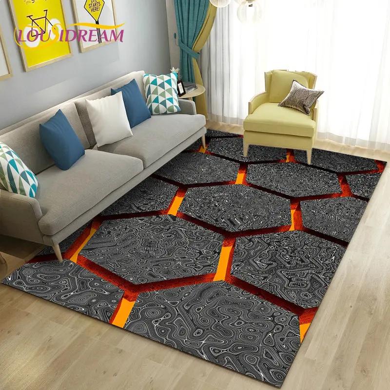 3D Abstract Geometric Optical Area Rug,Carpet Rug for Living Room Bedroom Sofa Doormat Kitchen Decoration,Kid Non-slip Floor Mat