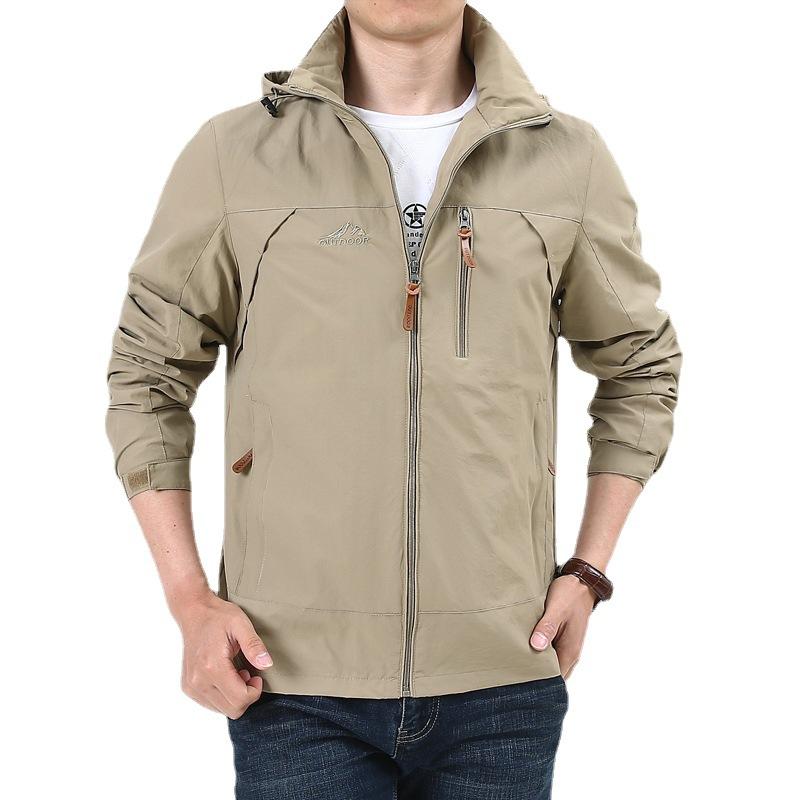 Spring Trend Jacket Hooded Trench Coat Outdoor Loose Breathable Casual Tooling Top Jacket