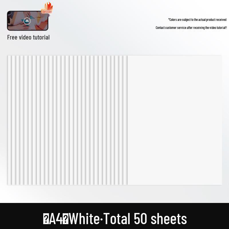 Free Shipping: Extra Thick A4 Color Cardstock - 50 Sheets - 160g White Card for Children's Crafts & Origami