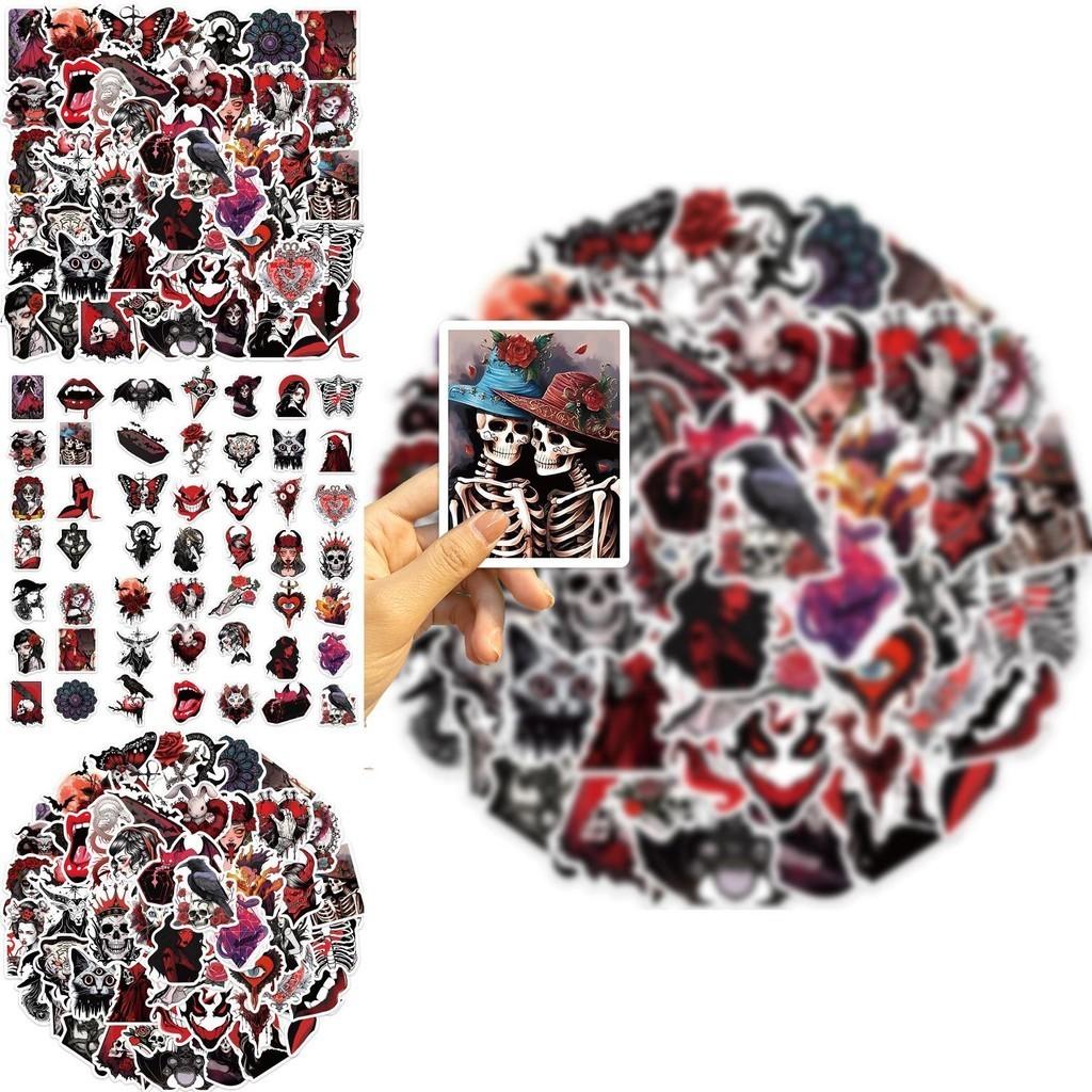 50 de Autocolante Drăguțe și Impermeabile cu Cranii de Groază și Desene cu Fete pentru Decorarea Chitarei, Caietului și Bagajelor
