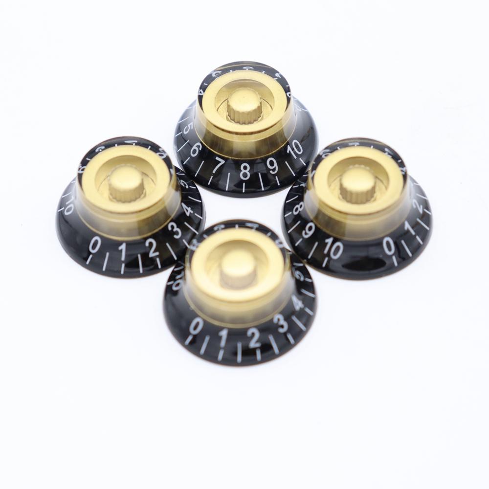 4Pcs Electric Guitar Bass Top Hat Speed Control Volume Knobs for EPI LP Electric Guitar bass Black