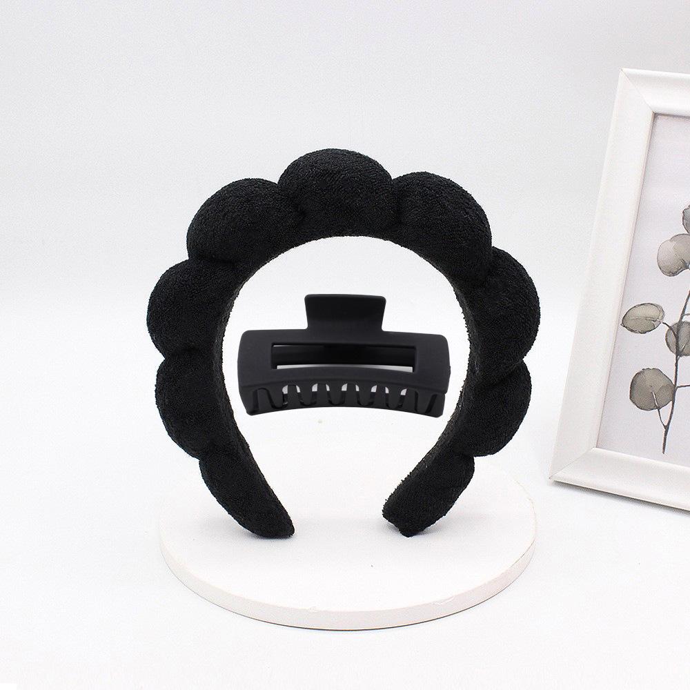 2PCS Spa Headband for Washing Face Hair Clips Set Sponge Makeup Headbands Hair Claw Clips for Women Hair Accessories