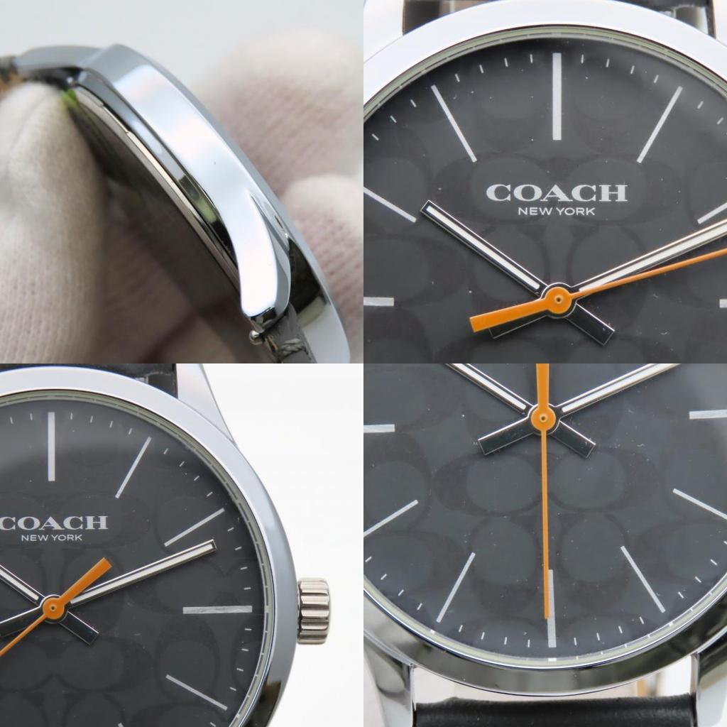 Used COACH Watches Baxter CA.118.2112.1640 Signature Stainless Steel/leather Silver Dark gray