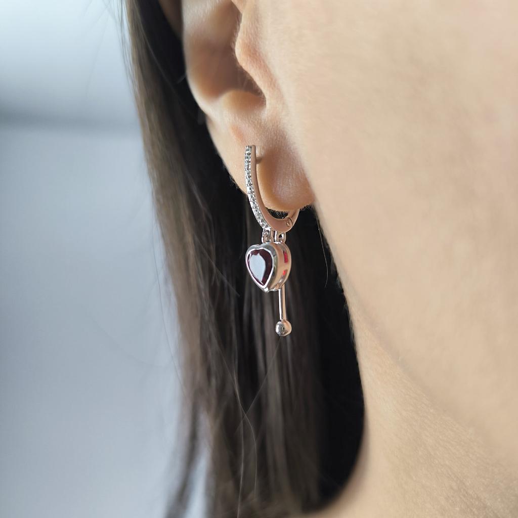 Серебряные серьги с искусственным гранатом nano 1.61ct (60002404)