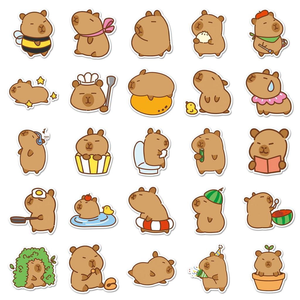 51 Cute Hand-Drawn Capybara Stickers for DIY Journals