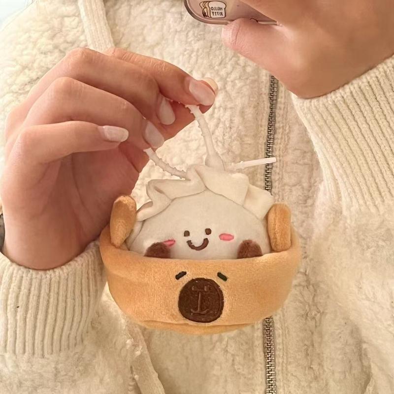 Süße Capybara Knödel Plüsch Schlüsselanhänger Capybara Stofftier Anhänger Kawaii Plüsch Geschenke für Freunde Bohnenauge Puppe Anhänger Taschendekor