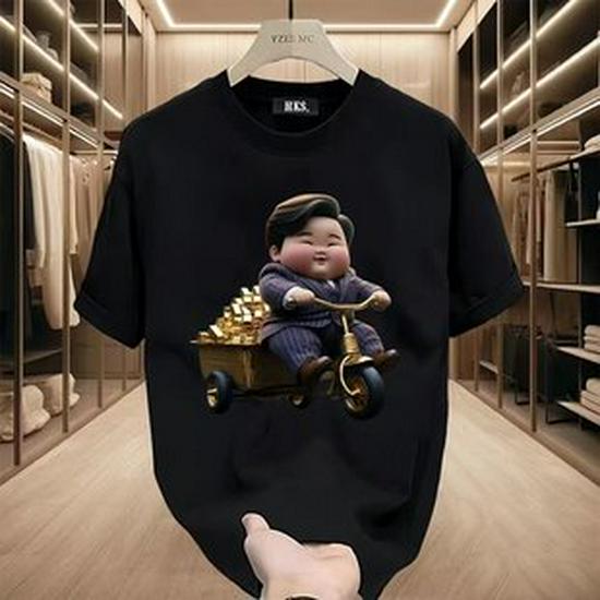 2024 Trendy Men's Cotton Short-Sleeve Round Neck Cartoon Print T-Shirt