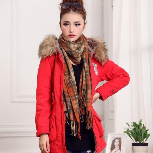 Winter Warm Women's Mid-Length Parka Jacket Adjustable Drawstring Waist Hood Casual Solid Color Coat