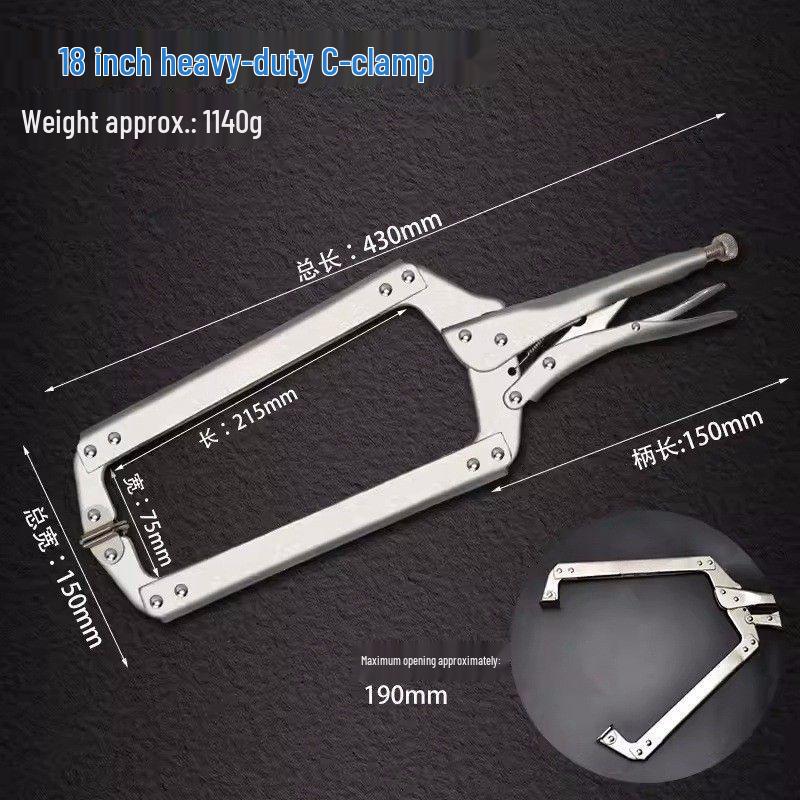 18-Inch Industrial Grade High Leverage Multifunctional C-Type Pressure Pliers for Woodworking
