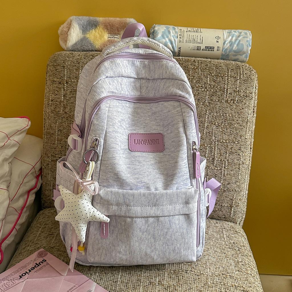 Schoolbagins Simple Large-capacity Schoolbag High School Student Junior High School Student College Student Versatile Solid Color Backpack Women's
