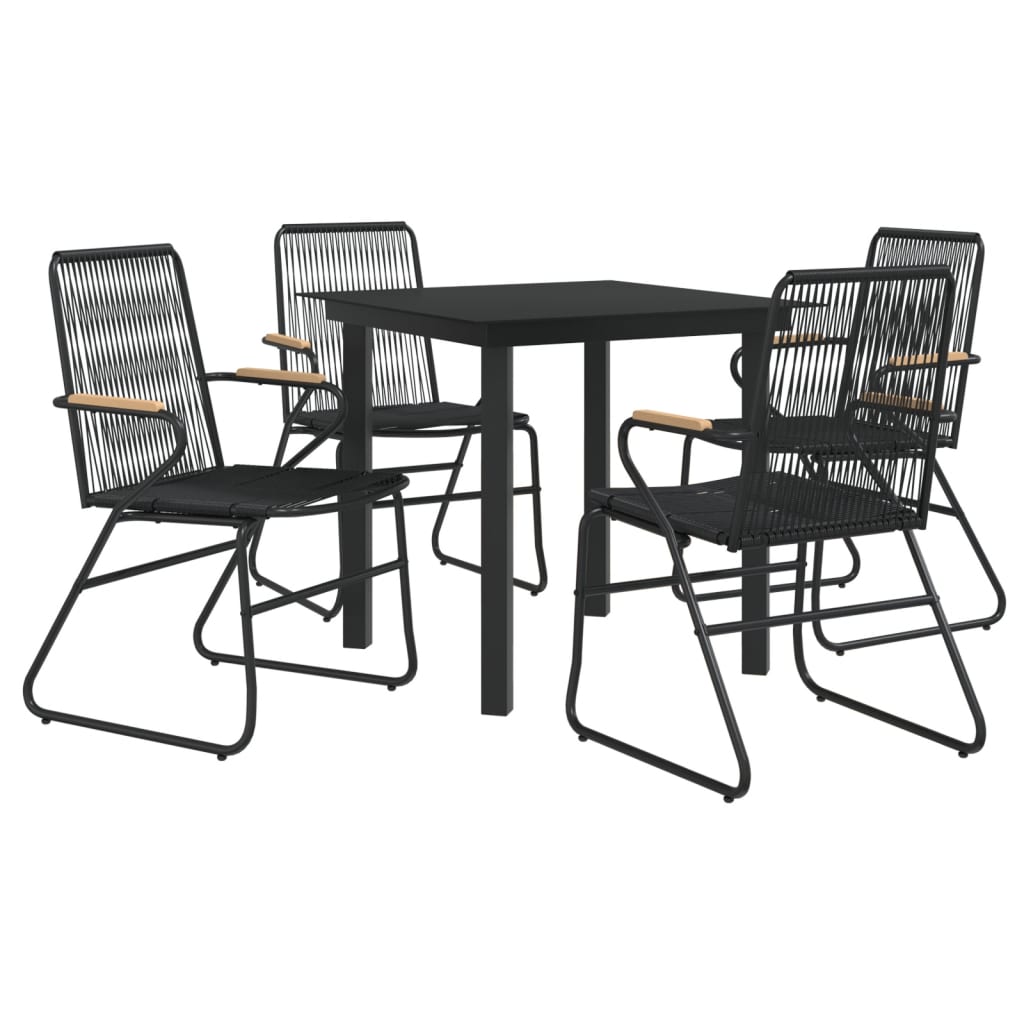 Vidaxl 5-Częściowy Zestaw Mebli Ogrodowych, Czarny, Rattan Pvc