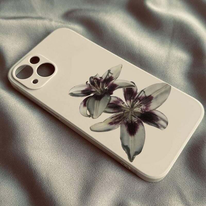 Lily Orchid Flower Print Soft Phone Case for IPhone 16 15 14 13 12 11 17 Pro Max XS XR X 7 8 16e 16 Plus SE 2 Soft Silcone Cover