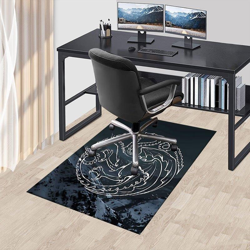 1pc Fire and Blood Office Carpet Chair Mats, Home Decor Mat Fantasy Theme Mat Durable Mat, Dragon Decor,Suitable for fantasy theme lovers