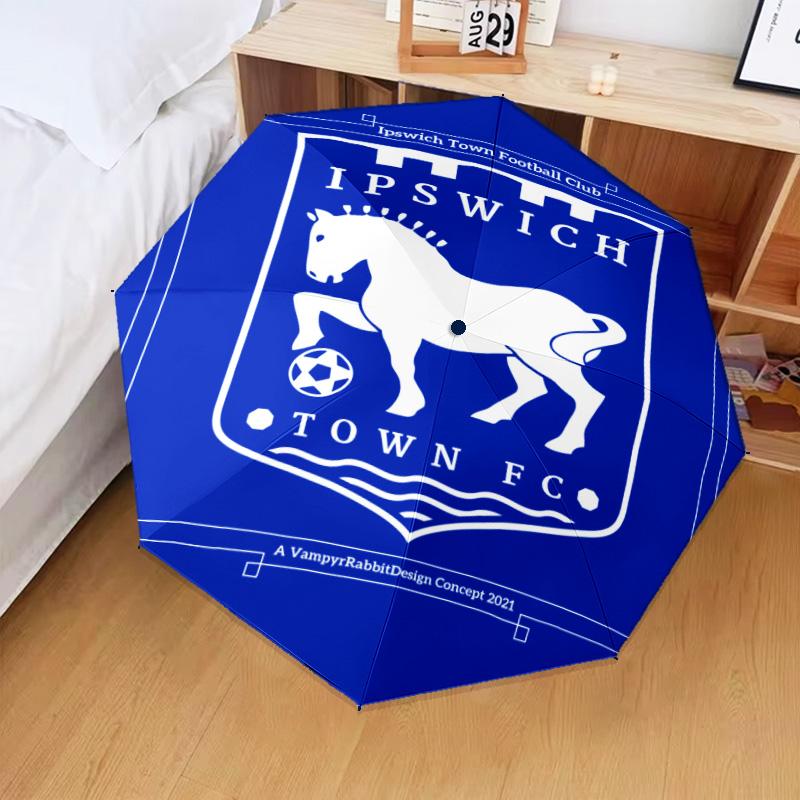 1PC Town Football Club Crest Printed Umbrella Folding umbrella, automatic umbrella 8-Frame for Travel, camping Fan gifts Christmas Gifts
