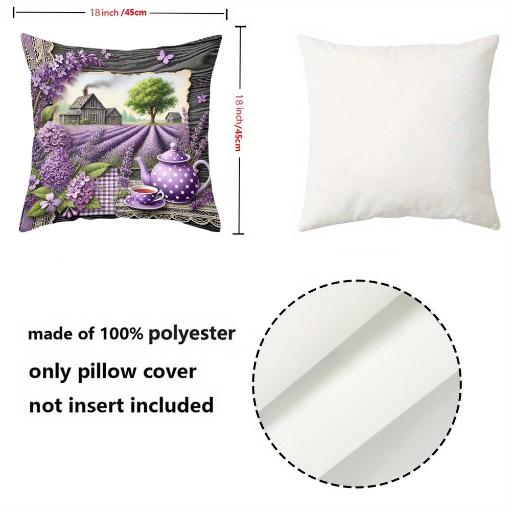 Lavender Themed Decorative Pillows With Country Scenes Polyester pillowcase, sofa decorative cushion cov Headboard Pillow