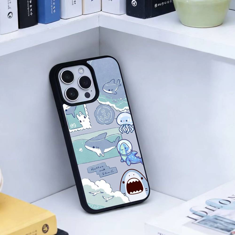 D-Cute Shark Phone Case For iPhone 17,16,15,14,13,Pro,Max,Plus,Magnetic For Magsafe Wireless Charging