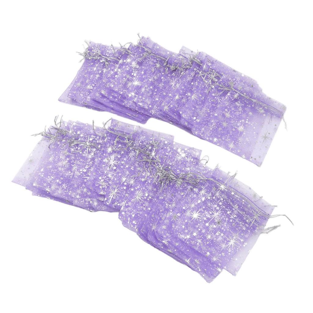 50 STÜCKE Kordelzug Durchsichtiger Netzbeutel Exquisites Sternmuster Transparente Geschenktüten für Hochzeit Kirche