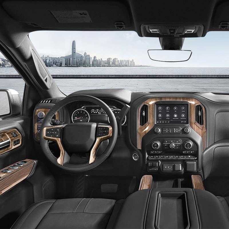 ABS Decoration Cover Steering Wheel Central Control Protection Sticker For Chevy Silverado 2019-2021 4-Door Premium Version Interior Accessories