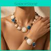 Geometric Resin Pendant Necklace With Electroplated Finish For Casual Women Accessory