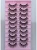 Ten Pairs of 3D Synthetic Fiber False Eyelashes: Bold European and American Style with Thick, Curled Volume
